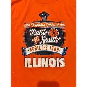 Vintage 1989 Fighting Illini Orange XL T-Shirt Screen Stars USA
